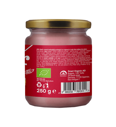 BIO Krem z truskawkami i orzechami nerkowca, bez dodatku cukru