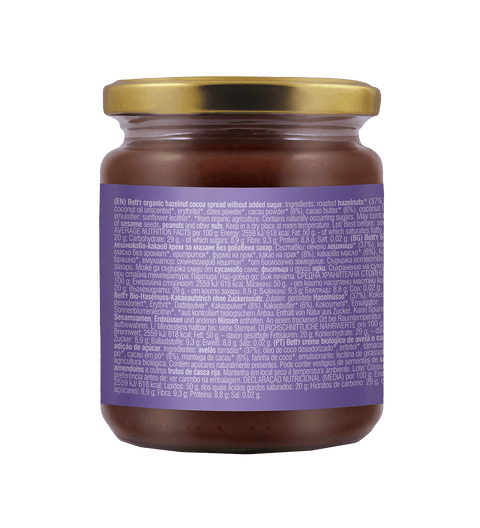 BIO Krem kakaowy z orzechami laskowymi, bez dodatku cukru