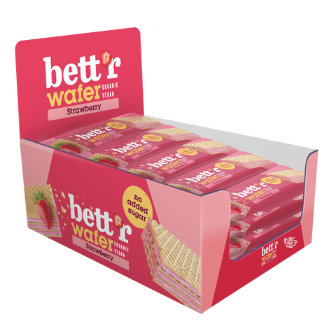 BIO Wafelek z kremem truskawkowo-nerkowcowym, bez dodatku cukru