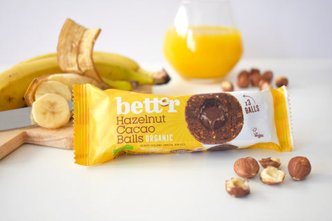 Bio Kulki owocowe z nadzieniem z orzechów laskowych i kakao