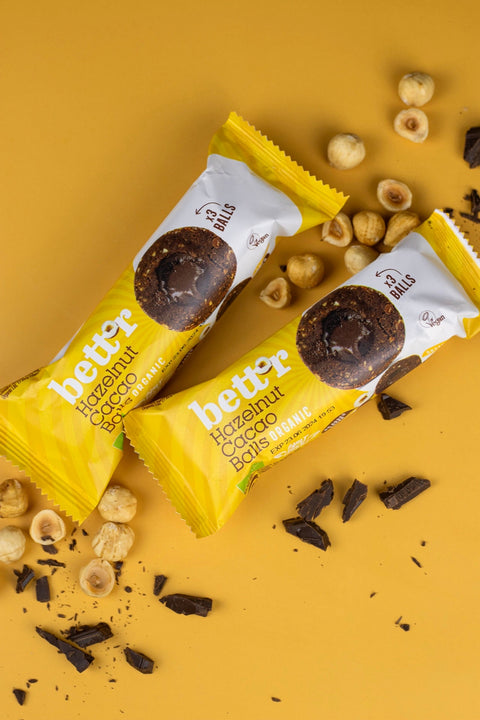 Bio Kulki owocowe z nadzieniem z orzechów laskowych i kakao