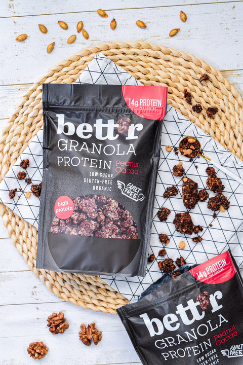 BIO Proteinowa granola z orzeszków ziemnych i kakao
