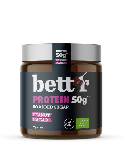 BIO Krem proteinowy z orzeszkami ziemnymi i kakao, bez dodatku cukru