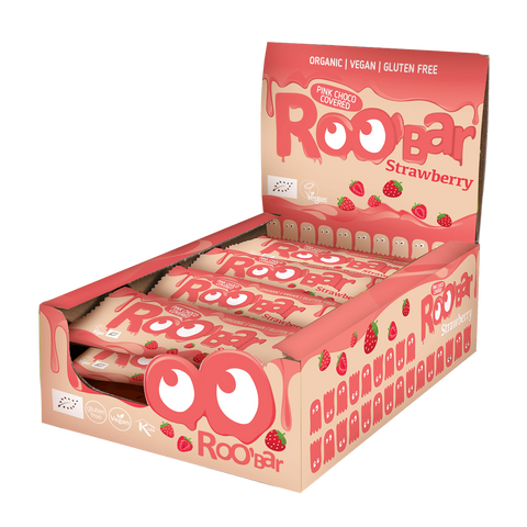 BIO Baton Truskawkowy w Różowej Czekoladzie